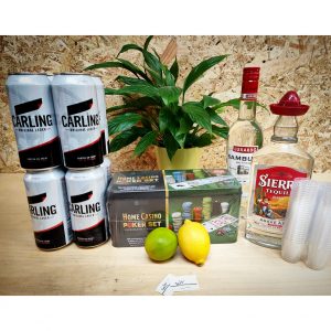 Poker Set, Tequila (Lemon & Salt) or Sambuca, 6 Shot Glasses & 8 Beers